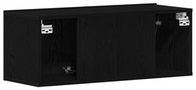 Fekete Tölgy TV Állvány 80x30x30 cm Műanyag Fából készült