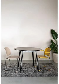 Kerek étkezőasztal tölgyfa dekoros asztallappal ø 100 cm Fabio – White Label