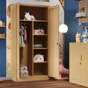 Zárható tárolószekrény DAWID, 900 x 1850 x 450 mm, Fresh Style: bézs