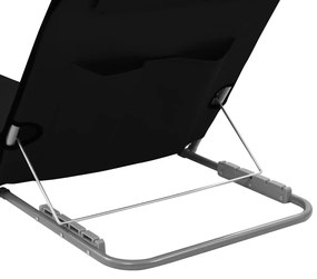 2 db fekete összecsukható acél és szövet napozómatrac