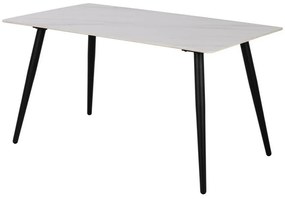 Asztal Oakland 781Fehér, Fekete, 75x80x140cm, Kerámia, Fém