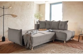 Világosbarna kordbársony kinyitható sarokkanapé (jobb oldali) Lazy Lukka – Miuform