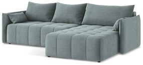 Kék kinyitható-tárolóhelyes sarokkanapé (jobb oldali-heverő résszel) Moku – Makamii