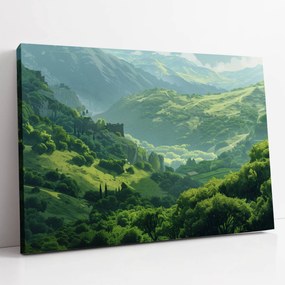 Vászonkép Zöld völgy a hegyek között tájkép nappali szobába 80x60