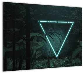 Kép - Neon háromszög a dzsungelben (üvegen) (70x50 cm)