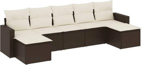 vidaXL 7 részes barna polyrattan kerti ülőgarnitúra párnákkal