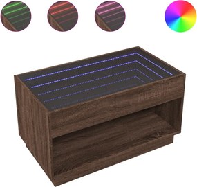 vidaXL barna tölgy végtelen hatású LED-es dohányzóasztal 90x50x50 cm