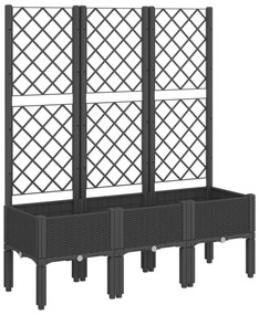 fekete polipropilén rácsos kerti ültetőláda 120 x 40 x 142 cm