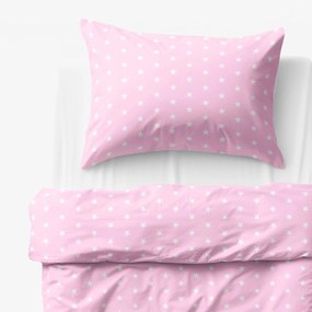 Goldea gyermek pamut ágyneműhuzat - fehér csillagok rózsaszín alapon 140 x 200 és 70 x 90 cm