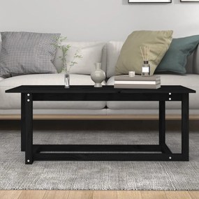 Fekete tömör fenyőfa dohányzóasztal 110 x 55 x 45 cm