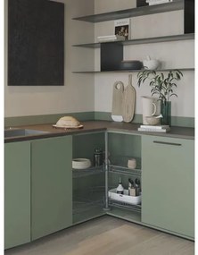 Konyhai fémrács, sarokszekrénybe, 3/4 kör kosár, antracit, 810mm átmérő, oszloppal, 400mm ajtókhoz, Sige Green Line 361