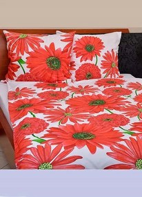 Szatén ágynemű 140/200 70/90 Piros virágok 245