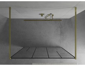 Mexen Kioto, átmenő zuhanyparaván 130 x 200 cm, 8mm átlátszó üveg / fekete mintás, 2x arany stabilizáló távtartó, 800-130-002-50-78