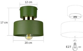 Mennyezeti lámpa IGNIA 1xE27/60W/230V zöld