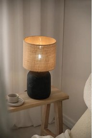 Fekete-natúr színű asztali lámpa juta búrával (magasság 45 cm) Montagna – Markslöjd