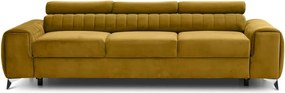 Mustársárga bársony kinyitható kanapé 261 cm Laurence – ELTAP