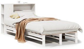 fehér tömör fa könyvespolcos ágy matrac nélkül 90 x 200 cm