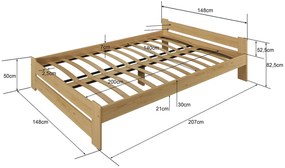 Fa ágy 140x200 Euro tölgy