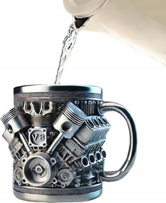 Bögre motor V8 450ml: realisztikus 3D design 304 rozsdamentes acél, műgyanta