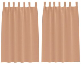 Függönyök függönyökkel 2 pcs Világosbarna 175x140cm Poliészter