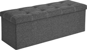 Puff, tároló pad összecsukható ülés ottomán 110x38x38 cm, sötétszürke