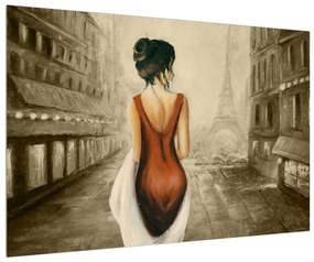 Eiffel torony és egy hölgy (90x60 cm)