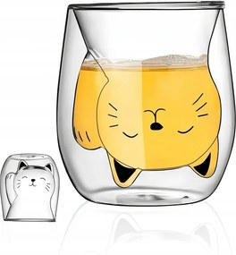 Pohár thermo bögre dupla aljú fali macska kávé tea