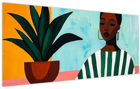 Kép - Nő virággal (120x50 cm)