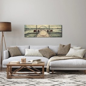 Egy fából készült móló képe a tengeren (órával) (90x30 cm)