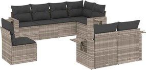 vidaXL 8 részes világosszürke polyrattan kerti ülőgarnitúra párnával