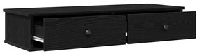 fekete szerelt fa falipolc fiókokkal 100 x 37,5 x 19 cm