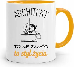 Sárga Építész Bögre Életmód Ajándék fényképes nyomtatással