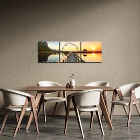 Fából készült móló képe (órával) (90x30 cm)