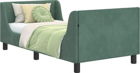 vidaXL Gyerekágy kerettel fejtámlával Tengeri Zöld 80 x 160 cm Bársony