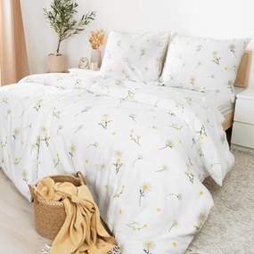 Goldea flanel ágyneműhuzat - kamilla virágok 200 x 200 és 2db 70 x 90 cm