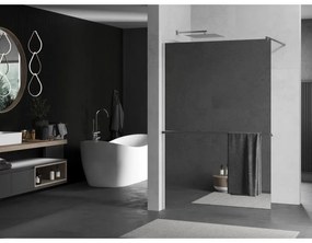 Mexen Kioto +, zuhany paraván polccal és törölközőtartóval 90 x 200 cm, 8 mm-es üvegmintás tükör, króm profil, 800-090-121-01-50