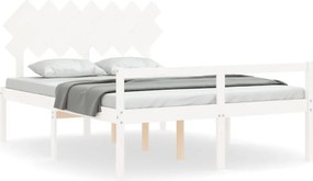 vidaXL fehér tömör fa ágy időseknek fejtámlával 140x190 cm