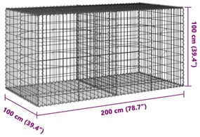 horganyzott vas gabion kosár fedéllel 200 x 100 x 100 cm