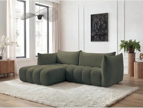 Zöld buklé sarokkanapé (bal oldali-heverő résszel) Azra – Bobochic Paris
