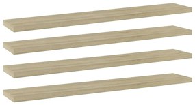 4 db sonoma-tölgy színű forgácslap könyvespolc 60 x 10 x 1,5 cm