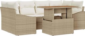 vidaXL Kerti Kanapé Szett tárolóval 7 pcs Bézs Poli rattan