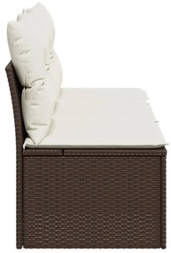 3 személyes barna polyrattan kerti kanapé párnával