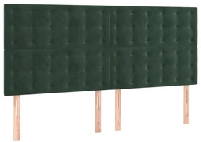 sötétzöld bársony LED-es fejtámla 160x5x118/128 cm