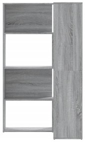 4 szintes szürke szerelt fa sarokkönyvespolc 85x85x140 cm