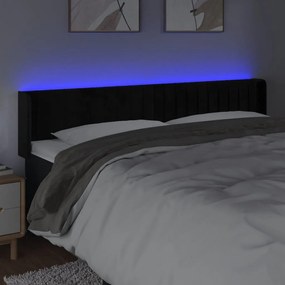 fekete bársony LED-es fejtámla 163 x 16 x 78/88 cm