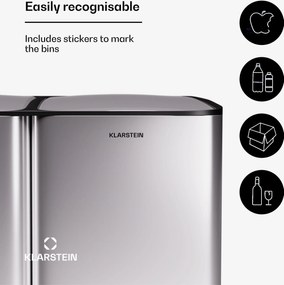 Klarstein Tiyo 3 az 1-ben, szemetes, 60 literes, kivehető kosár, puha záródású