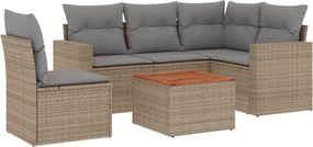 vidaXL 6 részes vegyes bézs polyrattan kerti ülőgarnitúra párnákkal
