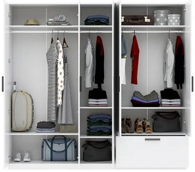 LITA Gardrobeszekrény Fehér Színben 225 cm