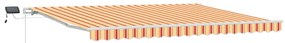 Kézi behúzható napernyő LED-del sárga és narancs 450x350 cm