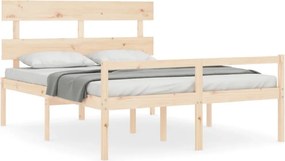 vidaXL tömör fa ágy időseknek fejtámlával 160x200 cm